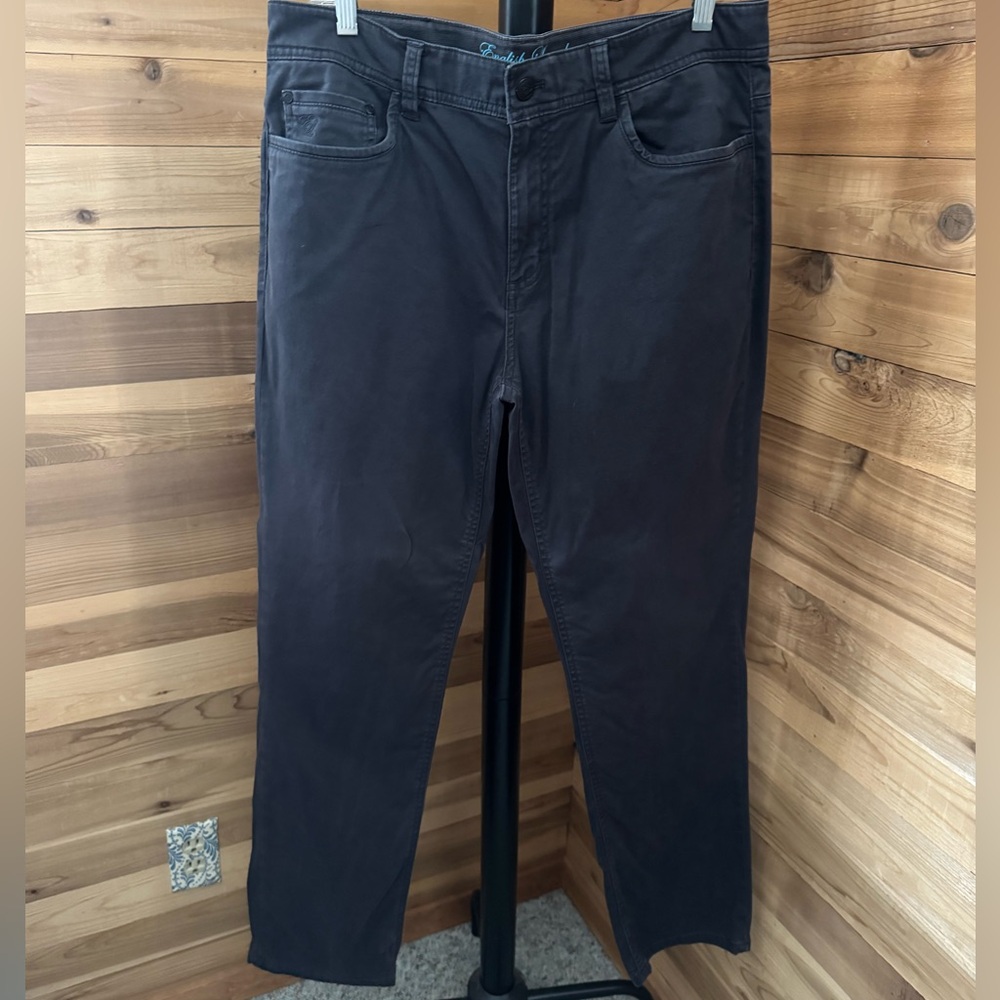 English Laundry Men's Slim Fit 5-Pocket Chino Pants 34x32 Charcoal Gray Stretch